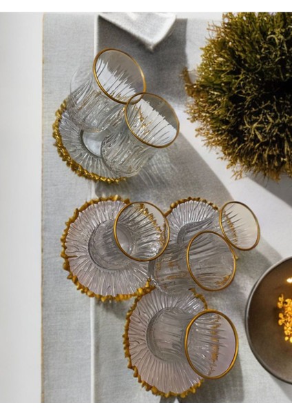 12 Parça Şık Çay Bardağı Takımı Seti Altın Detaylı Elegant Tasarım fırsatları