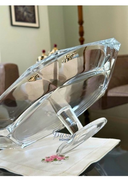 Cam Kristal Ayaklı Servis Tabağı 32X9.6 Cm, Nude Reflection Serisi fiyatları