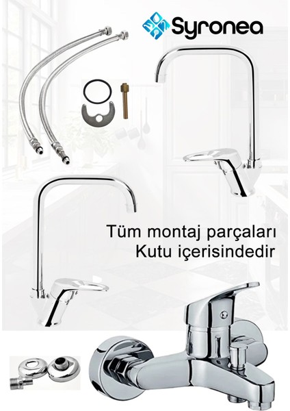 Mix Krom 3 Parça Banyo Mutfak Evye Lavabo Batarya Musluk Seti Duş Bataryası Evye Musluk fiyatları
