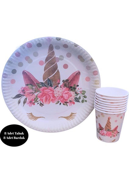 Unicorn Karton Tabak Bardak 8 Li Set