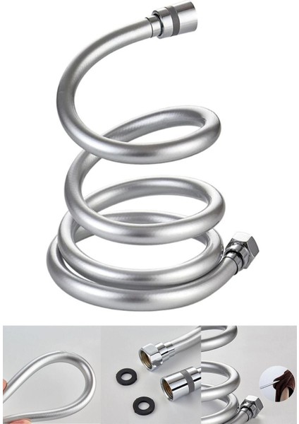 Gümüş Pvc Banyo Duş Hortumu Dayanıklı Banyo Musluk Duş Hortum 1,5 Metre