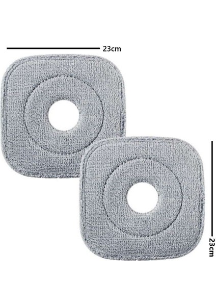 Gri Kare Mikrofiber Yedek Paspas, 2'li Set, Temizlik Kolaylığı Sağlar