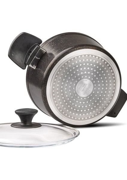 Siyah Biogranit 7 Parça Indüksiyon Tencere Seti, Dayanıklı ve Şık Mutfak Ürünü