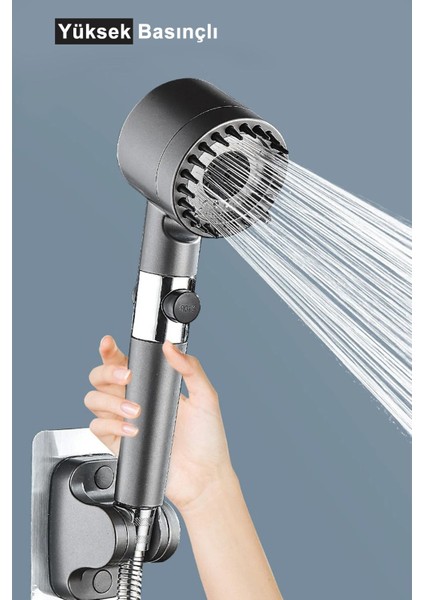 Drafc Yeni Nesil Masajlı 3 Fonksiyonlu Gri Renk Start-Stop Ultra Kaliteli Sağlam Basınçlı Duş Başlığı fiyatları