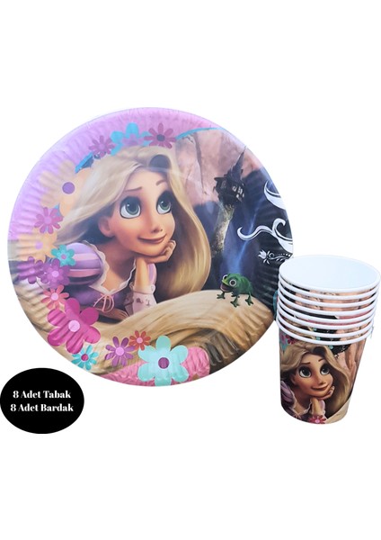 Rapunzel Karton Tabak Bardak 8 Li Set