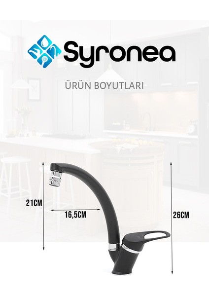 Istanbul Siyah Mutfak Eviye Bataryası Aç Kapa Musluk 360 Derece Döner Perlatörlü fırsatları