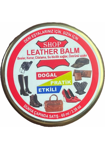 Deri Koruyucu Krem Doğal Içerik 60 ml Leather Balm Cilalama Koruma Besleme Ömür Uzatan Balm
