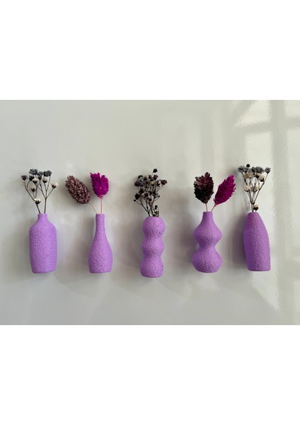 Miniflora - 5'li Magnetli Mini Vazo - Lila