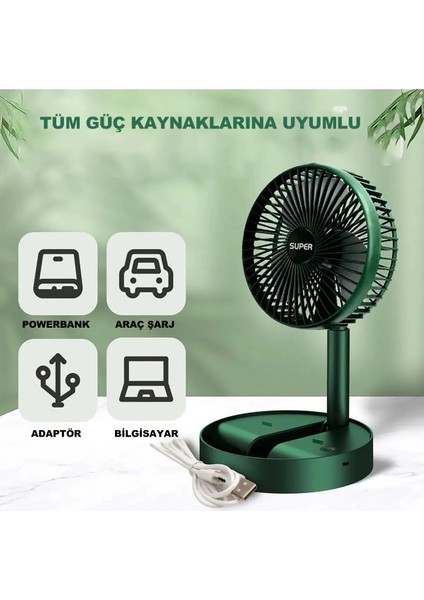Masaüstü Vantilatör Şarjlı Vantilatör 3 Kademeli Vantilatör Fan Masa Üstü Kompakt Vantilatör
