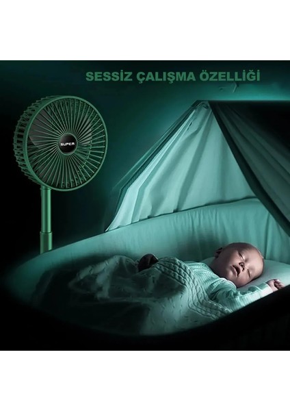 Masaüstü Vantilatör Şarjlı Vantilatör 3 Kademeli Vantilatör Fan Masa Üstü Kompakt Vantilatör