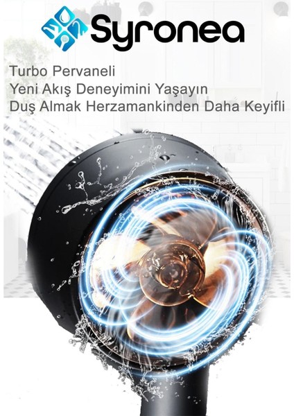 5 Fonksiyonlu Mat Siyah Duş Başlığı Turbo Pervane Özelliğiyle Su Akış Kontrolü fiyatları
