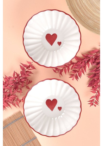 2'li Kalp Desenli Çorba Kasesi, 16CM, Kırmızı, Şık ve Kullanışlı Set fiyatları