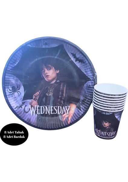 Wednesday Karton Tabak Bardak 8 Li Set