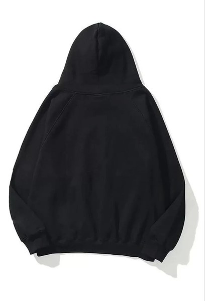 Pamuklu Unisex Kapşonlu Sweatshirt - Siyah fiyatları