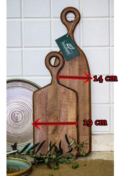 Koyu Ceviz Kesme ve Servis Tahtası, 2'li Set, Doğal Ahşap, Şık ve Dayanıklı Tasarım