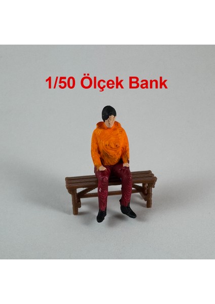 4 Adet Park Bahçe Oturma Bankı - 1/50 Ölçekli 1:50 2 cm - Figür, Maket, Minyatür