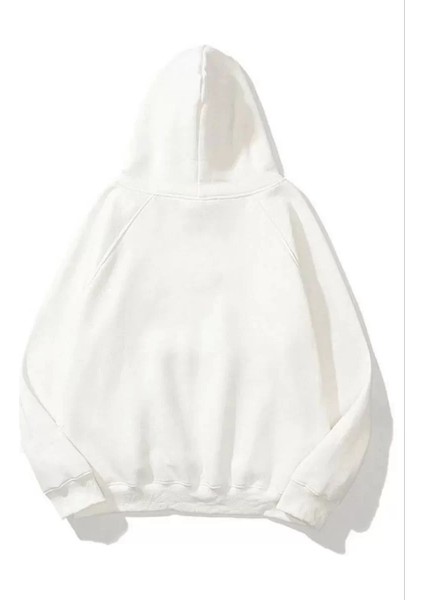 Pamuklu Unisex Kapşonlu Sweatshirt - Beyaz fiyatları