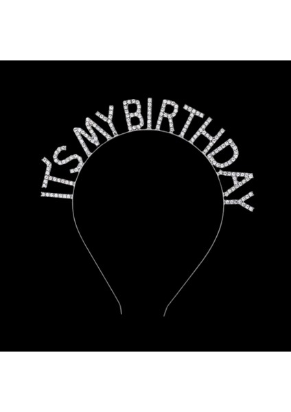 Its My Birthday Gümüş Renkli Taşlı Metal Taç