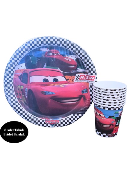 Cars Karton Tabak Bardak 8 Li Set