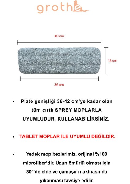 Yıkama Kolay Microfiber Sprey Mop Yedek Bez 4'lü Set Gri ve Krem fiyatları