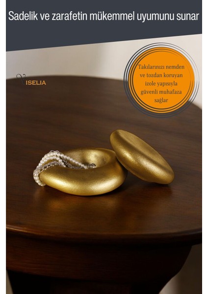 Takı Kutusu Takı Organizer Kapaklı Kutu Takı Düzenleyici Altın Eskitme Renk Model 2