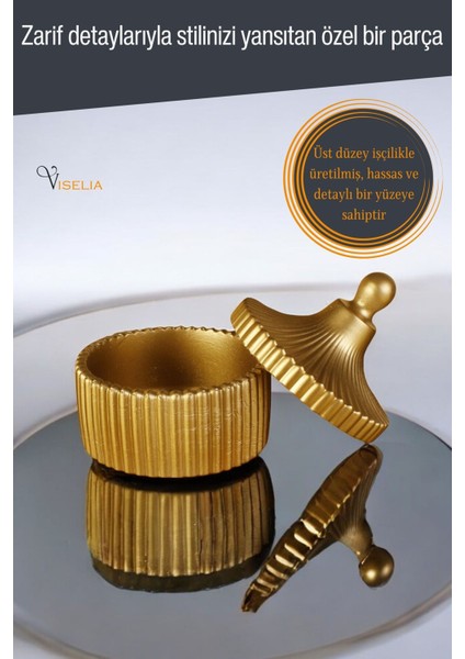 Takı Kutusu Takı Organizer Kapaklı Kutu Takı Düzenleyici Altın Renk Model 10