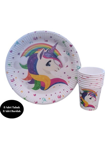Unicorn Karton Tabak Bardak 8 Li Set
