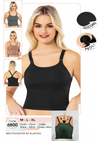 Iç Giyim Polyester Dalgıç Kumaş Sporcu Pedli Crop Atlet