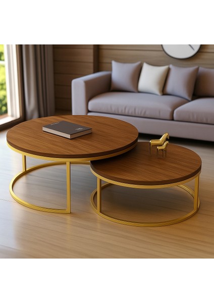 Gold Ikili Orta Sehpa Koyu Ceviz modelleri