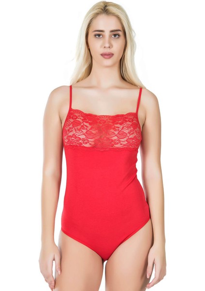 Pamuk Kumaş Ön Kısımları Geniş Dantel Işlemeli Ip Askılı Çıt Çıtlı Body Atlet