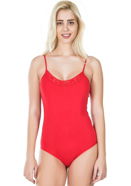 Ön Kısımları Dantel Işlemeli Pamuk Kumaş Ince Askılı Çıt Çıtlı Body Atlet