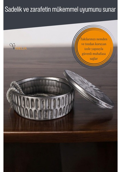 Takı Kutusu Takı Organizer Kapaklı Kutu Takı Düzenleyici Gümüş Eskitme Renk Model 15