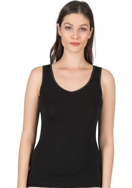 Kadın Pamuklu Modal Esnek Yumuşak Biyeli Kalın Askılı Örme Atlet