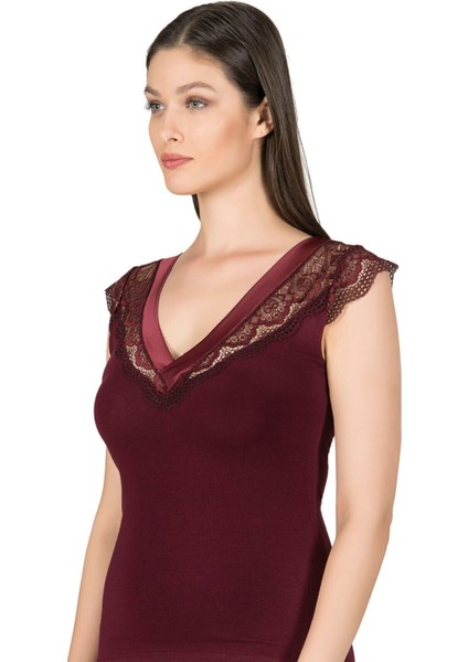 Kadın Pamuklu Modal Saten Yaka Dantelli Atlet modelleri