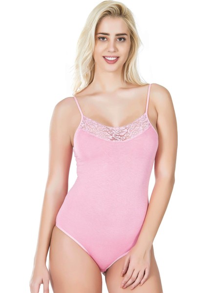 Iç Giyim Derya Kurşun Ön Kısımları Dantel Işlemeli Pamuk Kumaş Ince Askılı Çıt Çıtlı Body Atlet