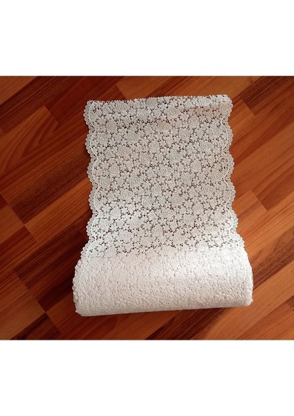 Beyaz Pvc Dantel Vestiyer, Runner, Sehpa, Çekmeçe ve Dolap Içi Raf Örtüsü 35 cm x 5 M modelleri