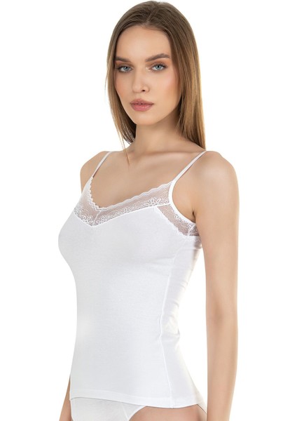 Kadın Pamuklu Modal Dantel Detaylı Ince Askılı Atlet modelleri