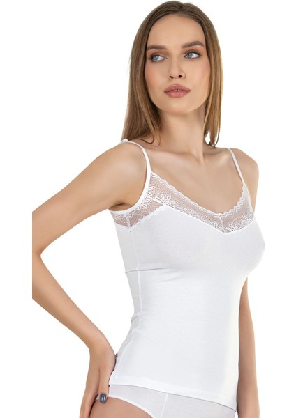 Kadın Pamuklu Modal Dantel Detaylı Ince Askılı Atlet indirimleri