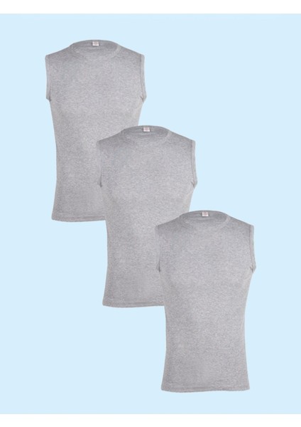 Ceylanoğlu %100 Pamuk Erkek Ribana Oval Yaka Sıfır Kol Atlet 027 (3 Adet)