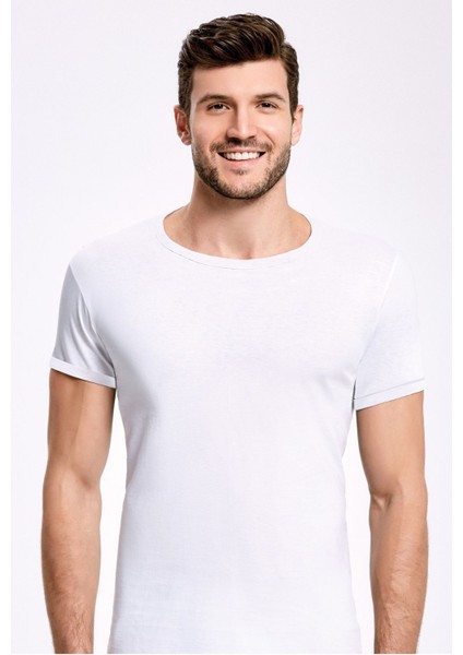 %100 Pamuk Bisiklet Yaka Ribana Erkek Fanila 1126 (3 Adet)