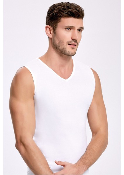 %100 Pamuk V Yaka Sıfır Kol Fanila 1008 (1 Adet)