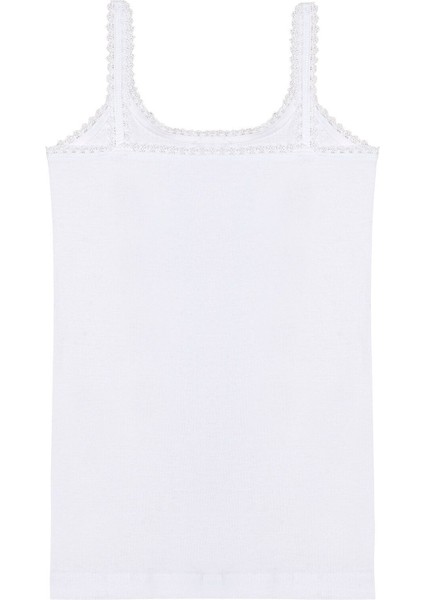 5'li Paket Kız Çocuk %100 Pamuklu Ribana Yakası Dantel Detaylı Ince Askılı Örme Atlet modelleri