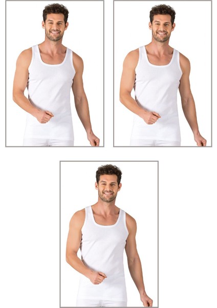 3'lü Paket Erkek %100 Pamuklu Ribana Esnek Rahat Kalın Askılı Örme Atlet