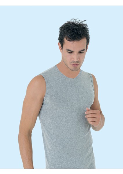 Ceylanoğlu %100 Pamuk Erkek Ribana V Yaka Sıfır Kol Atlet 048 (3 Adet)