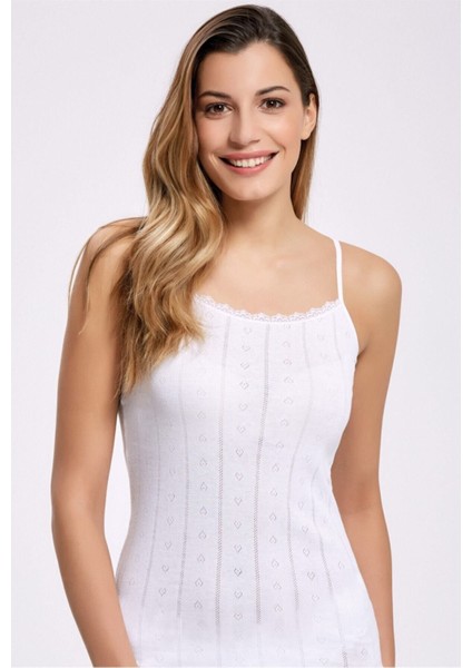 Jakarlı Dantelli Ip Askılı Atlet %100 Pamuk 2023 (1 Adet)