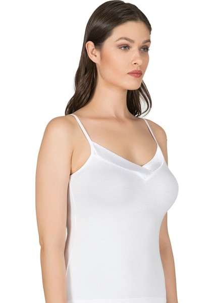 Kadın Premium Kumaş Viskon Saten Yakalı Esnek Rahat Ince Askılı Atlet fırsatları