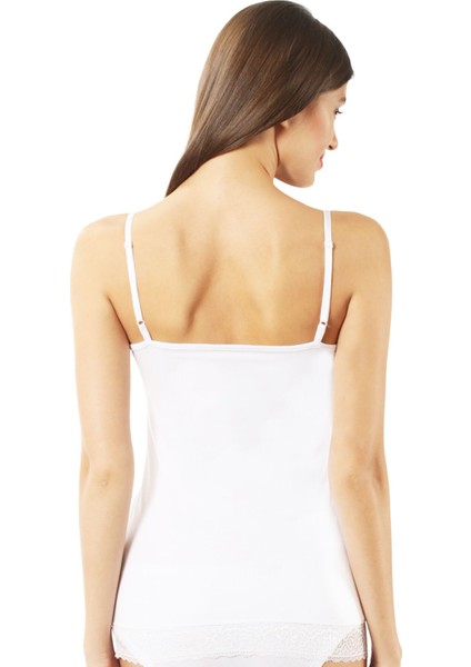 Kadın Pamuklu Modal Yakası ve Eteği Dantelli Ince Askılı Atlet fiyatları