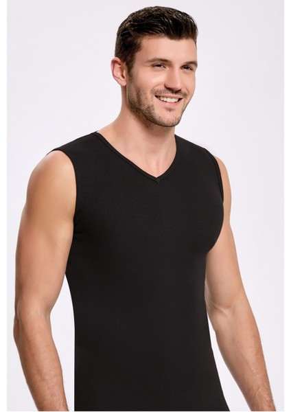 %100 Pamuk V Yaka Sıfır Kol Fanila 1008 (3 Adet)