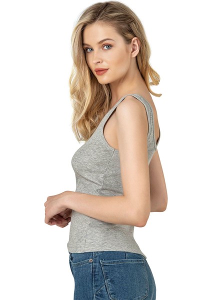 Kadın Pamuklu Fitilli Örme Kalın Askılı Atlet modelleri