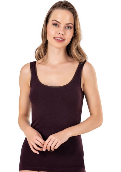 Kadın Pamuklu Modal Likralı Tül Biyeli Kalın Askılı Atlet